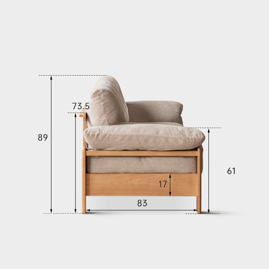 Neuffen Natural Solid Ash Chenille Sofa