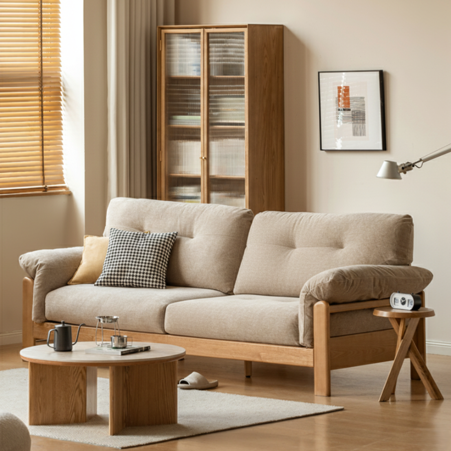 Neuffen Natural Solid Ash Chenille Sofa