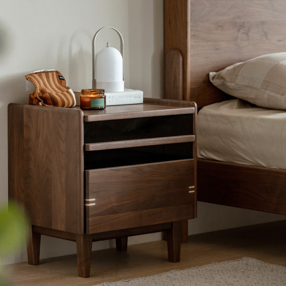 Newry Natural Solid Walnut Bedside Table