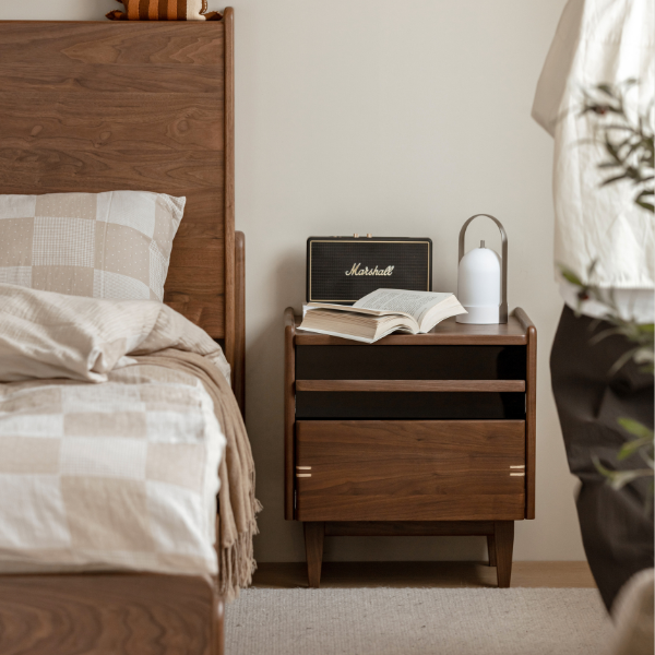 Newry Natural Solid Walnut Bedside Table