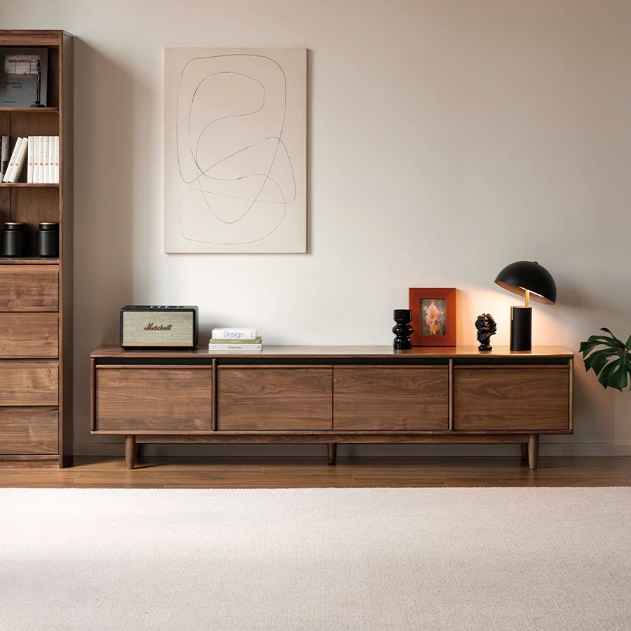 Novara Natural Solid Walnut Entertainment Unit | Oak Furniture Store