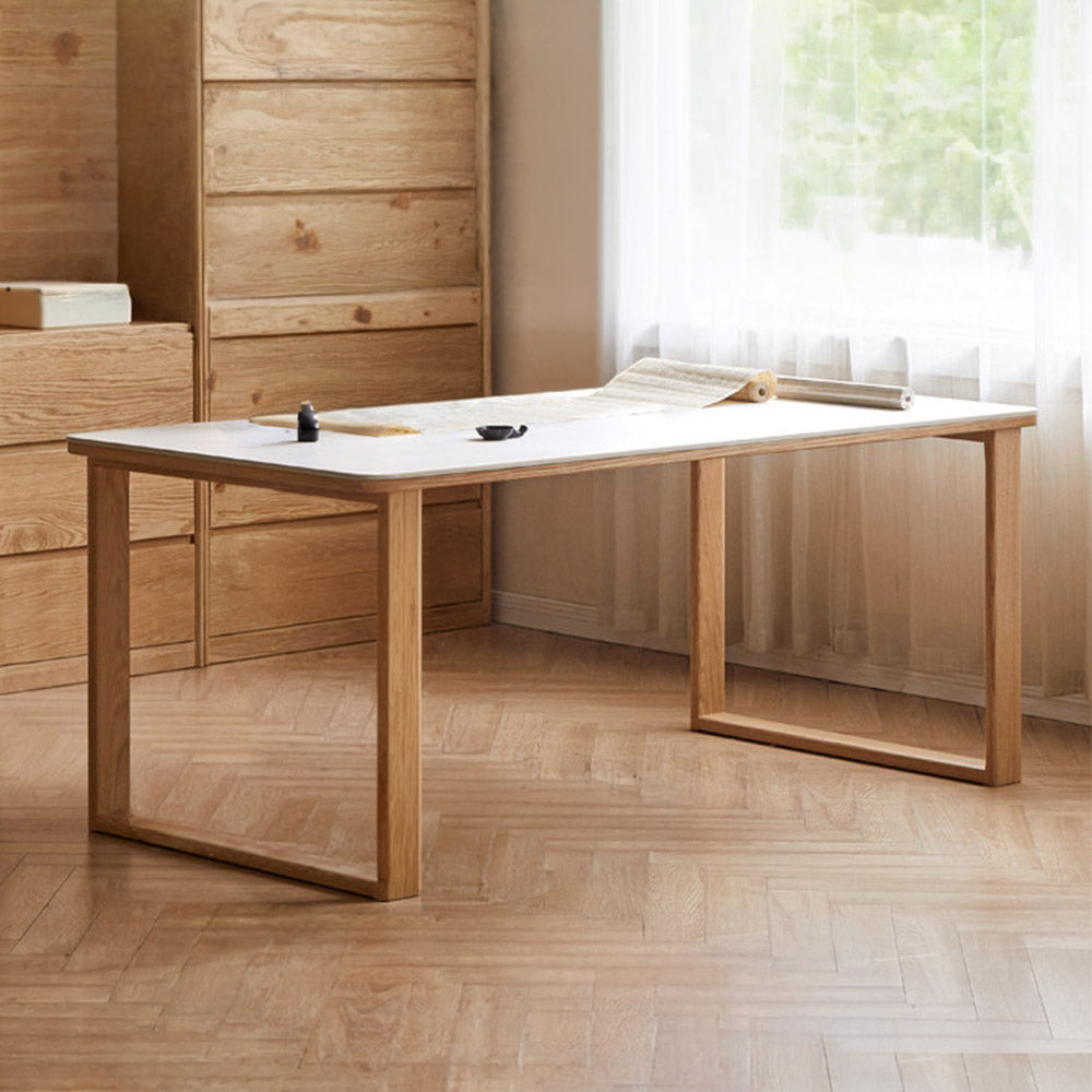 Ancona Natural Solid Oak Dining Table with Ceramic Top