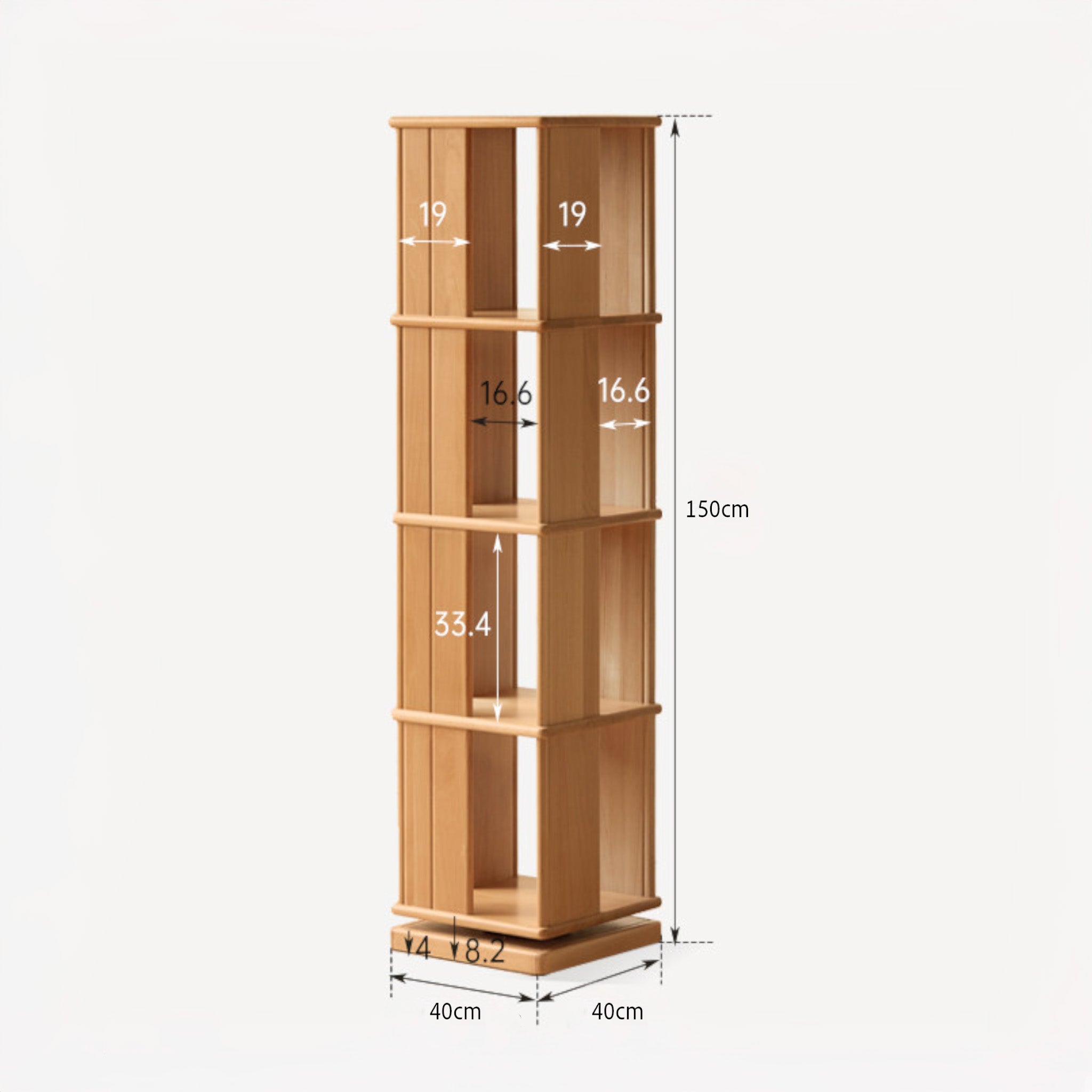 Nerola Natural Solid Beech Rotating Bookshelf