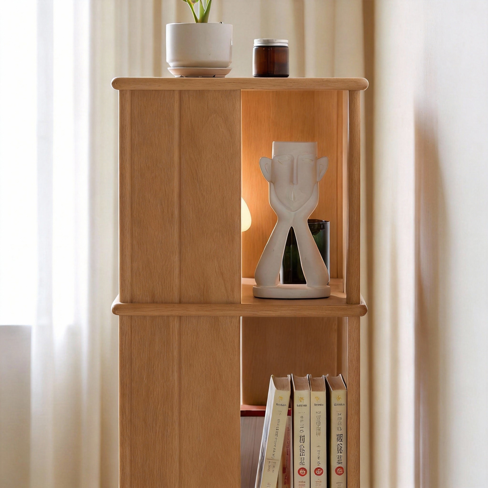 Nerola Natural Solid Beech Rotating Bookshelf