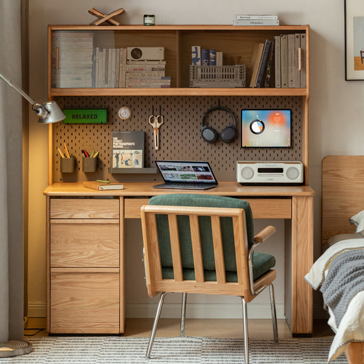 Oliveri Natural Solid Oak Desk with Hutch – Oak Furniture Store New Zealand