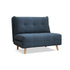 Orune compact fabric sofa bed with adjustable backrest, polyester upholstery and beech wood legs.