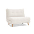 Orune compact fabric sofa bed with adjustable backrest, polyester upholstery and beech wood legs.