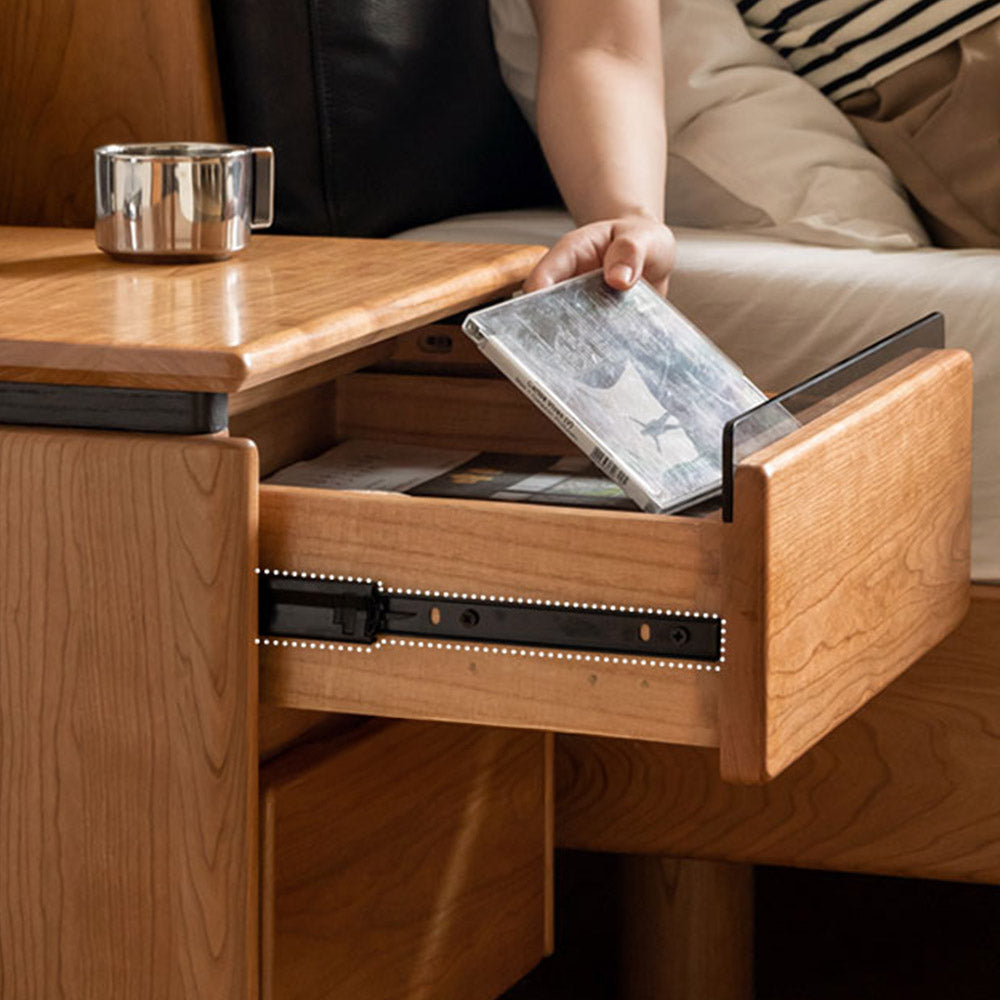 Broby Natural Solid Cherry Floor Standing Bedside Table