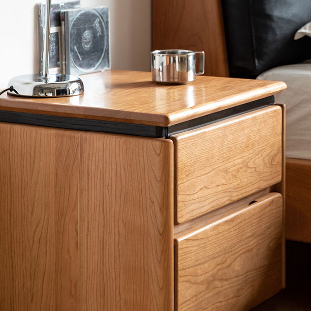 Broby Natural Solid Cherry Floor Standing Bedside Table