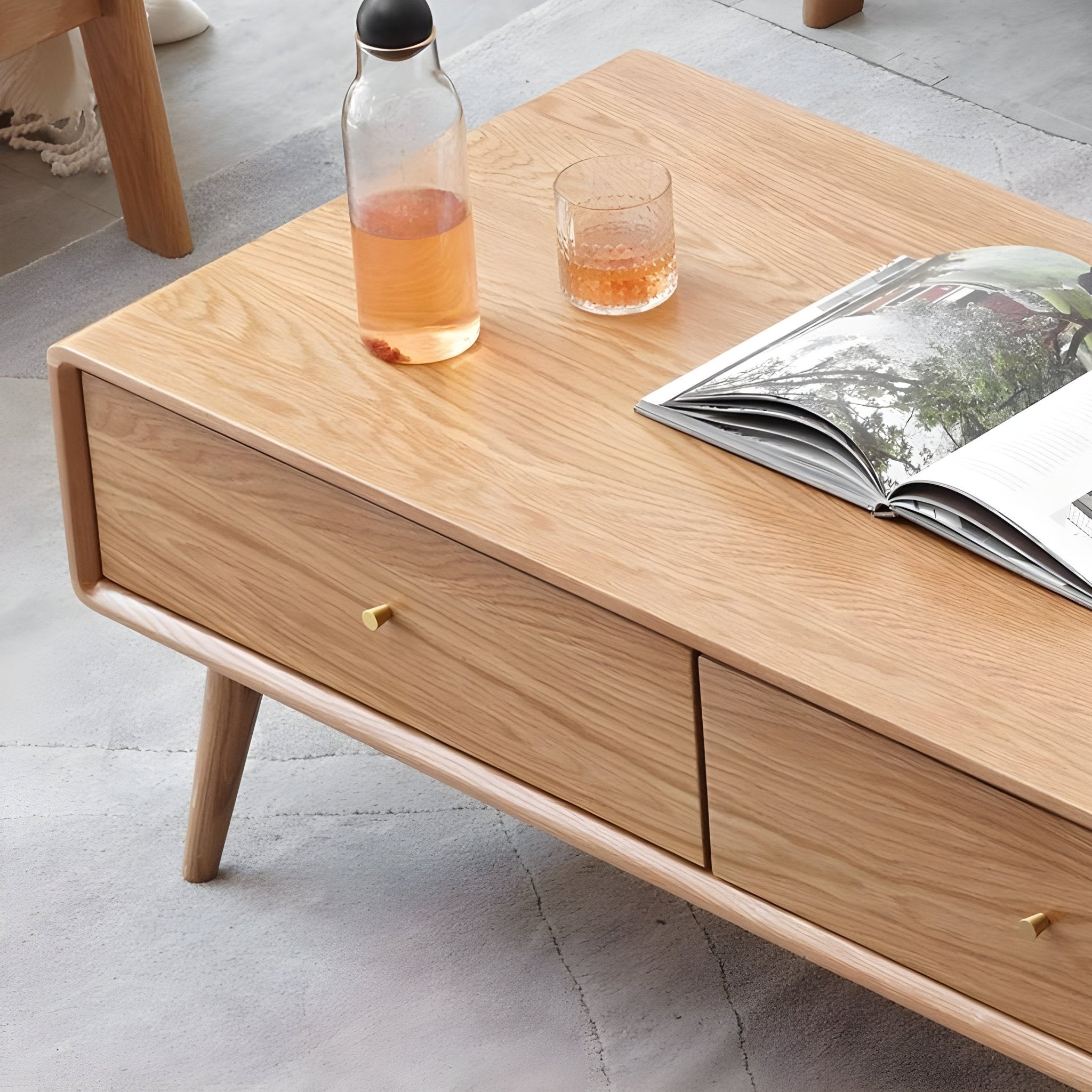 Oslo Natural Solid Oak Coffee Table Design 2 | square coffee table NZ with storage for living room | Oak Furniture Store
