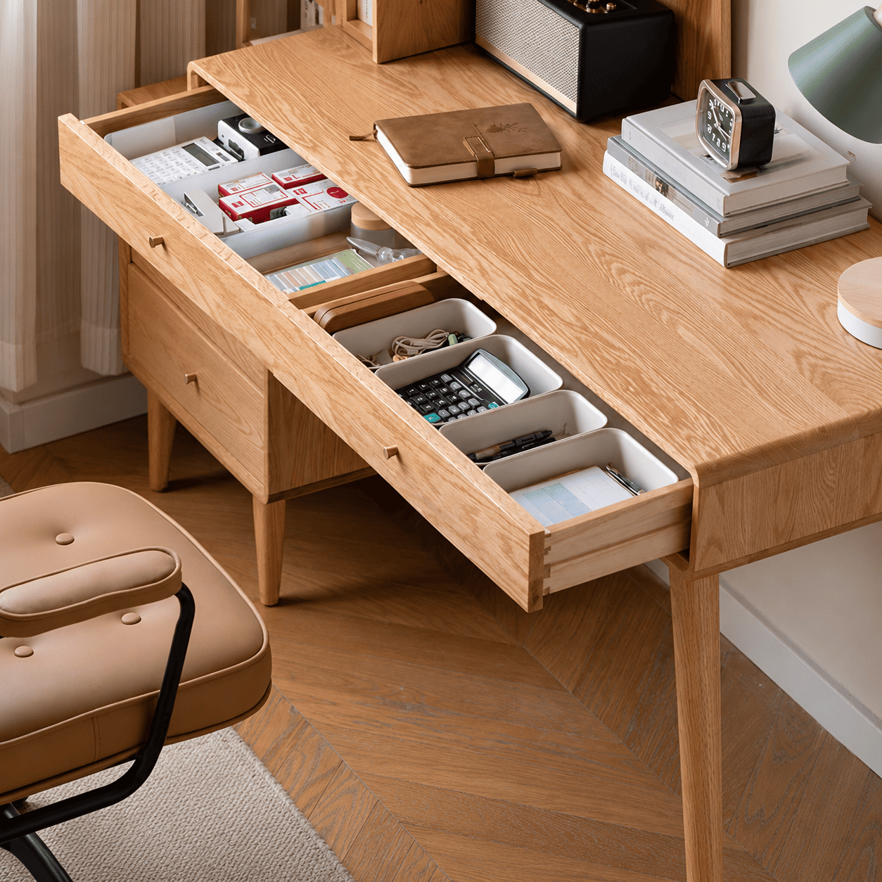 Oslo Natural Solid Oak Desk with Hutch
