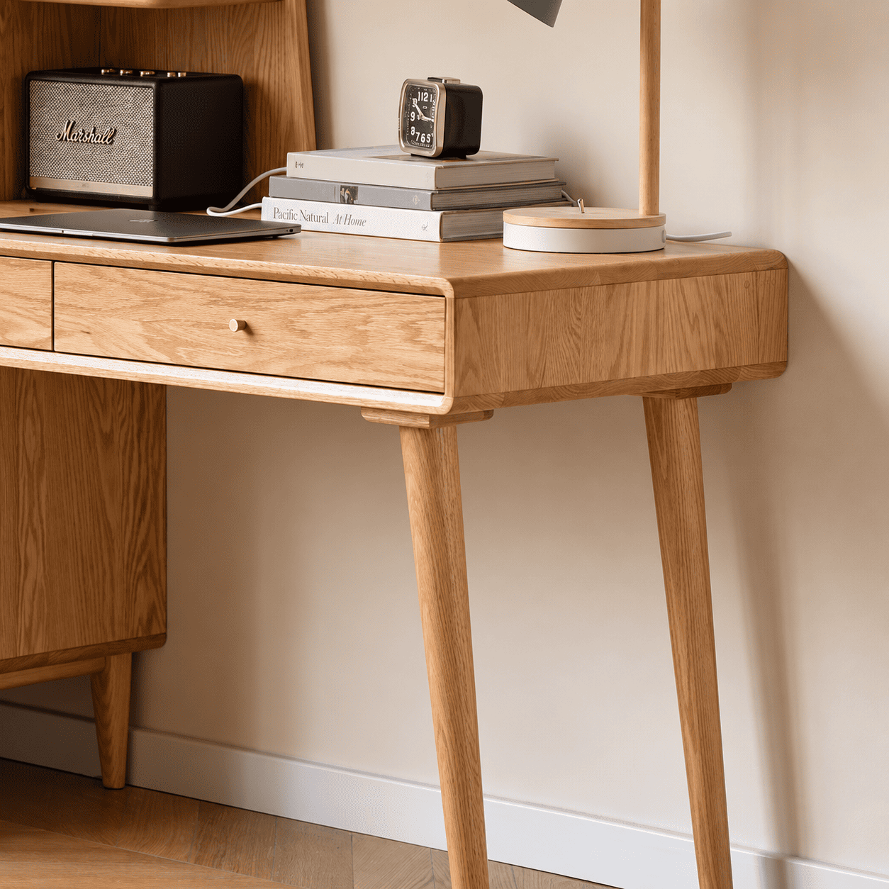 Oslo Natural Solid Oak Desk with Hutch