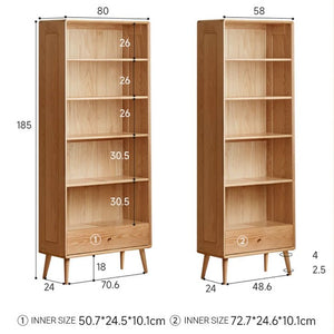 Oslo Natural Solid Oak Display Bookcase Cabinet Design Three - Oak Furniture Store