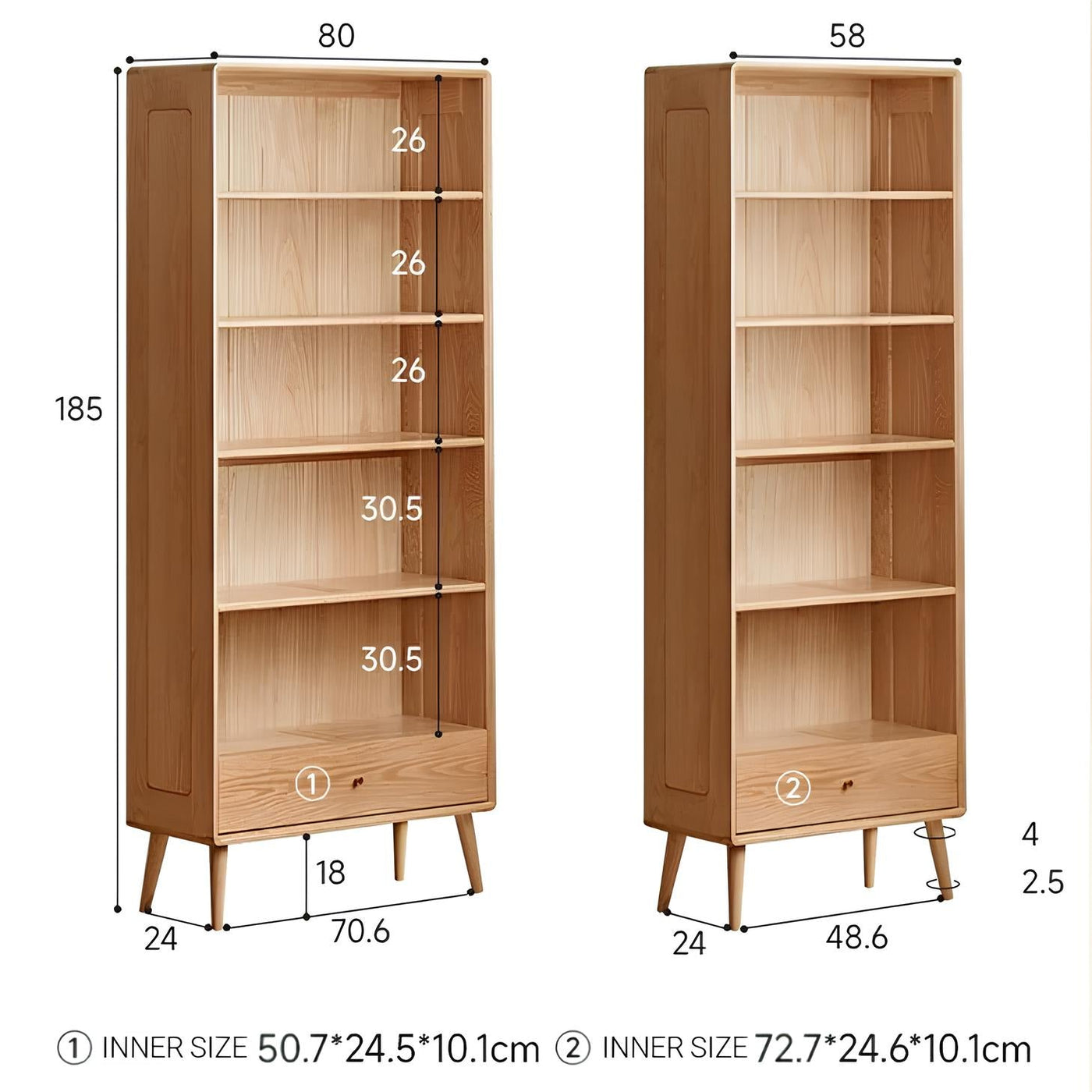 Oslo Natural Solid Oak Display Bookcase Cabinet Design Three | Extra 10 ...