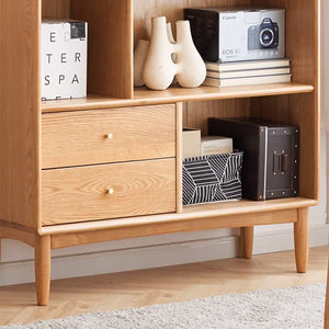 Oslo Natural Solid Oak Display Bookcase Cabinet Design Two - Oak Furniture Store