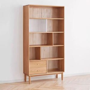 Oslo Natural Solid Oak Display Bookcase Cabinet Design Two - Oak Furniture Store