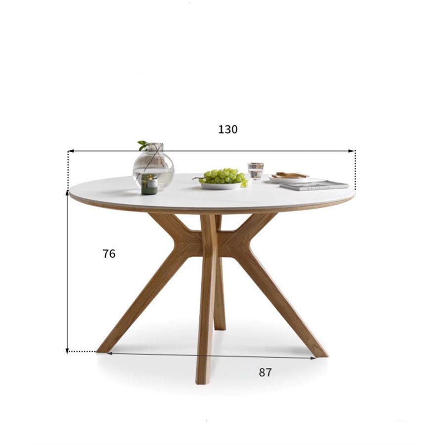Oslo Natural Solid Oak Round Dining Table with Ceramic Top | Oak Furniture Store