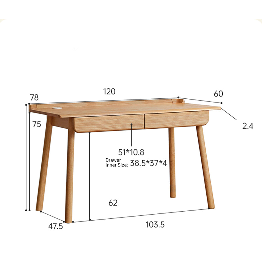 Oslo Natural Solid Oak Study Desk