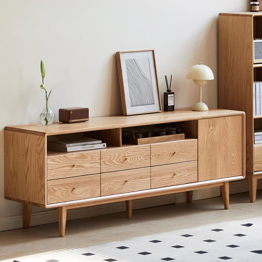 Oslo Natural Solid Oak Tall TV Unit