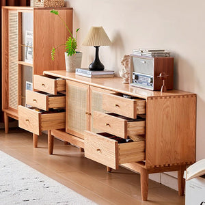 Oslo Natural Solid Oak Tall TV Unit Design Two - Oak Furniture Store