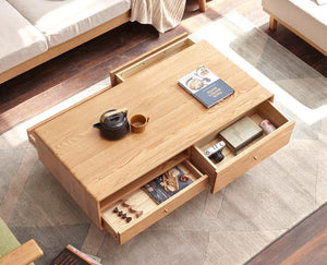 Oslo Solid Oak Entertainment Unit and Coffee Table Design 1 Package - Oak Furniture Store