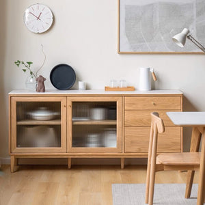 Oslo Solid Oak Sideboard With Ceramic Top - Oak Furniture Store