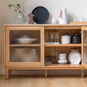 Oslo Solid Oak Sideboard With Ceramic Top - Oak Furniture Store