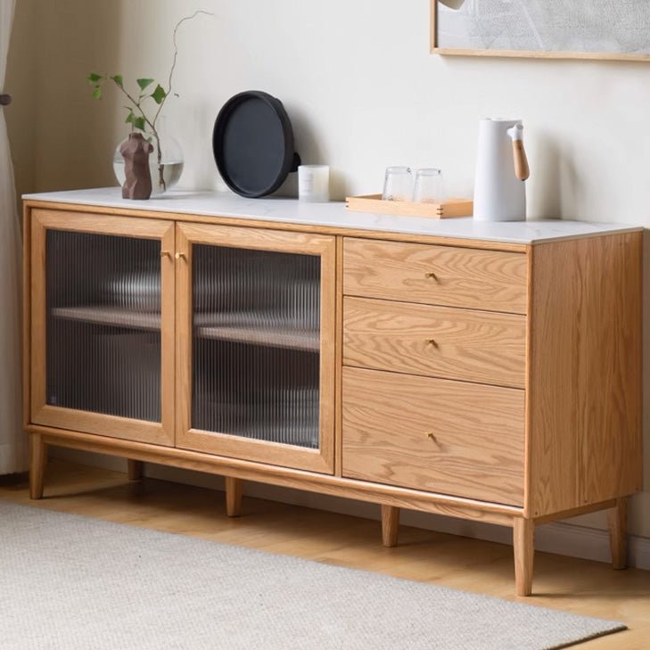 Oslo Solid Oak Sideboard With Ceramic Top - Oak Furniture Store