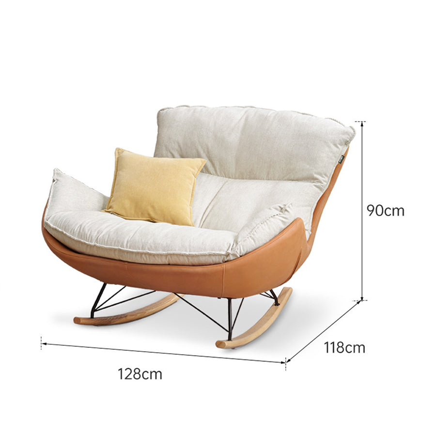 Oulu Eggshell-Inspired Fabric Double Rocking Leisure Chair Sofa