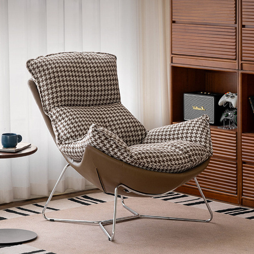 Oulu eggshell-inspired fabric leisure chair sofa with curved egg chair design and removable cushions