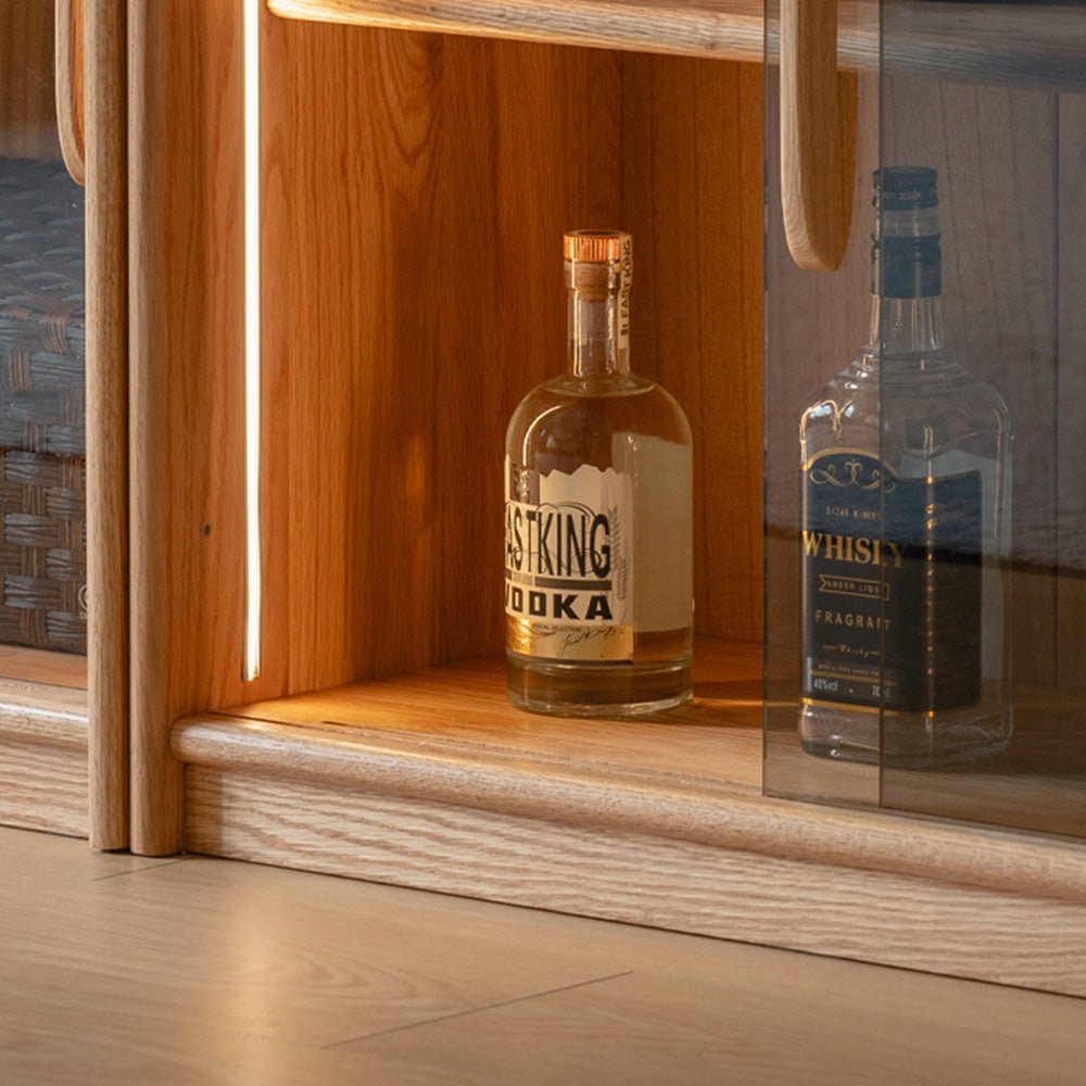 Owen Natural Solid Oak Display Cabinet with LED Light | Oak Furniture Store