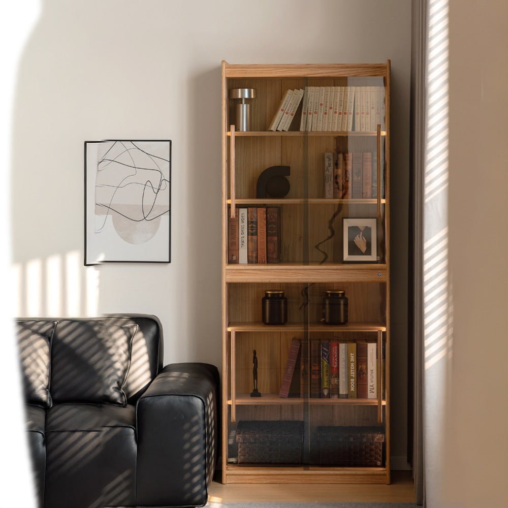 Owen Natural Solid Oak Display Cabinet with LED Light | Oak Furniture Store