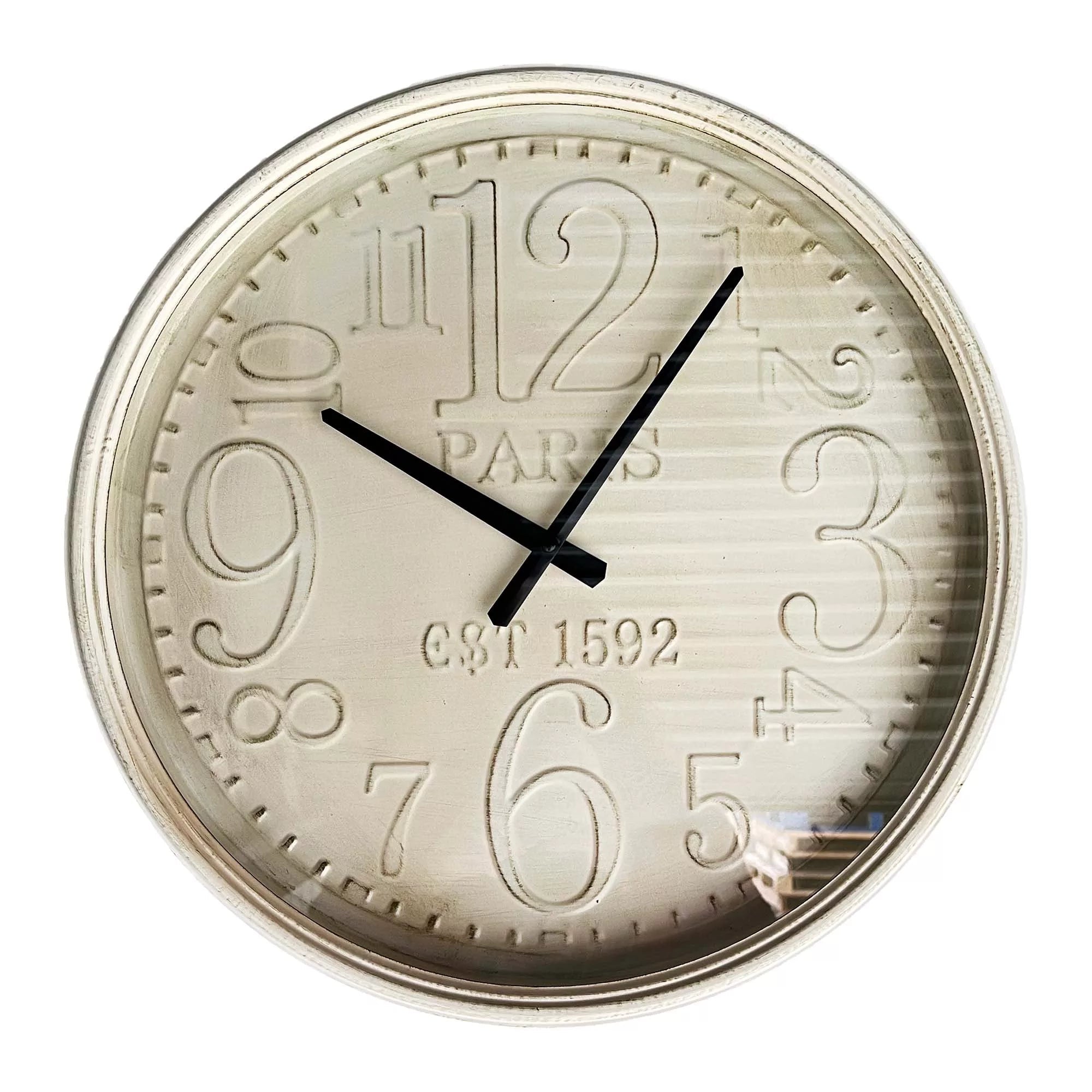 Paige Clock Antique White Frame KCL19153 | Oak Furniture Store