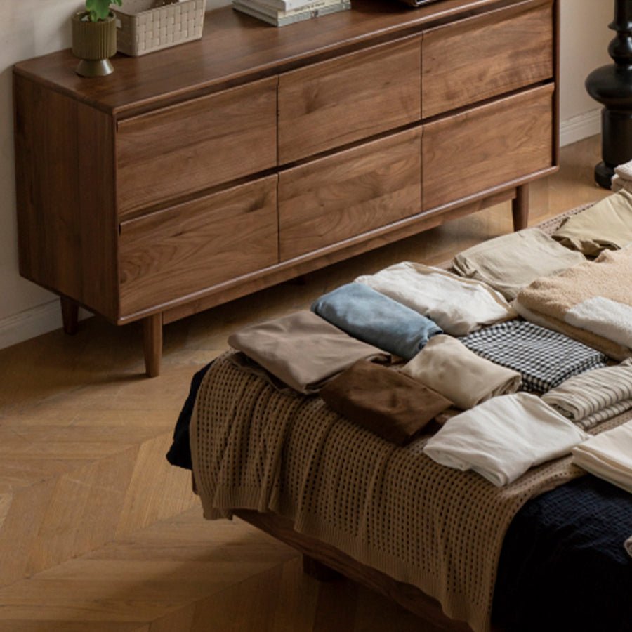 Pello Natural Solid Walnut Chest of Drawers | Oak Furniture Store
