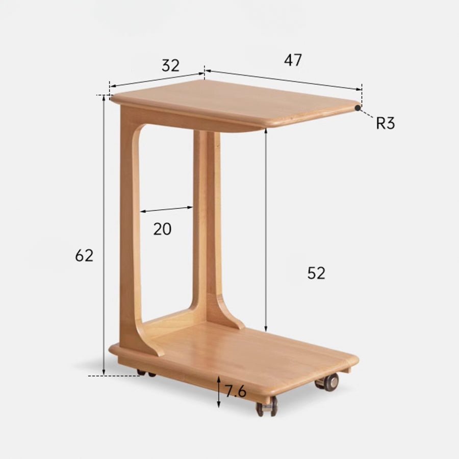 Pori Solid Beech Mobile C - Shaped Side Table | Oak Furniture Store
