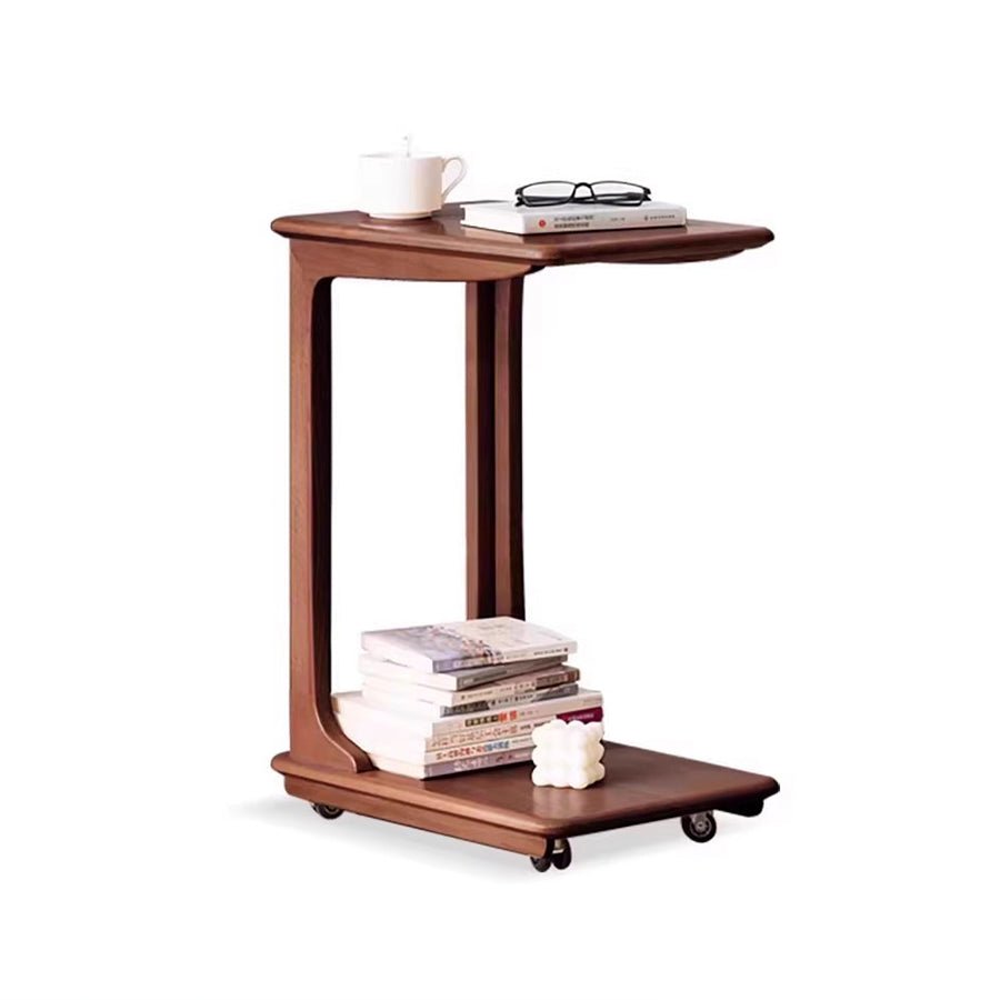 Pori Solid Beech Mobile C - Shaped Side Table | Oak Furniture Store