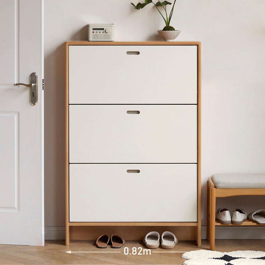 Porto Solid Tulip Poplar Flip - top Shoe Cabinet | Oak Furniture Store