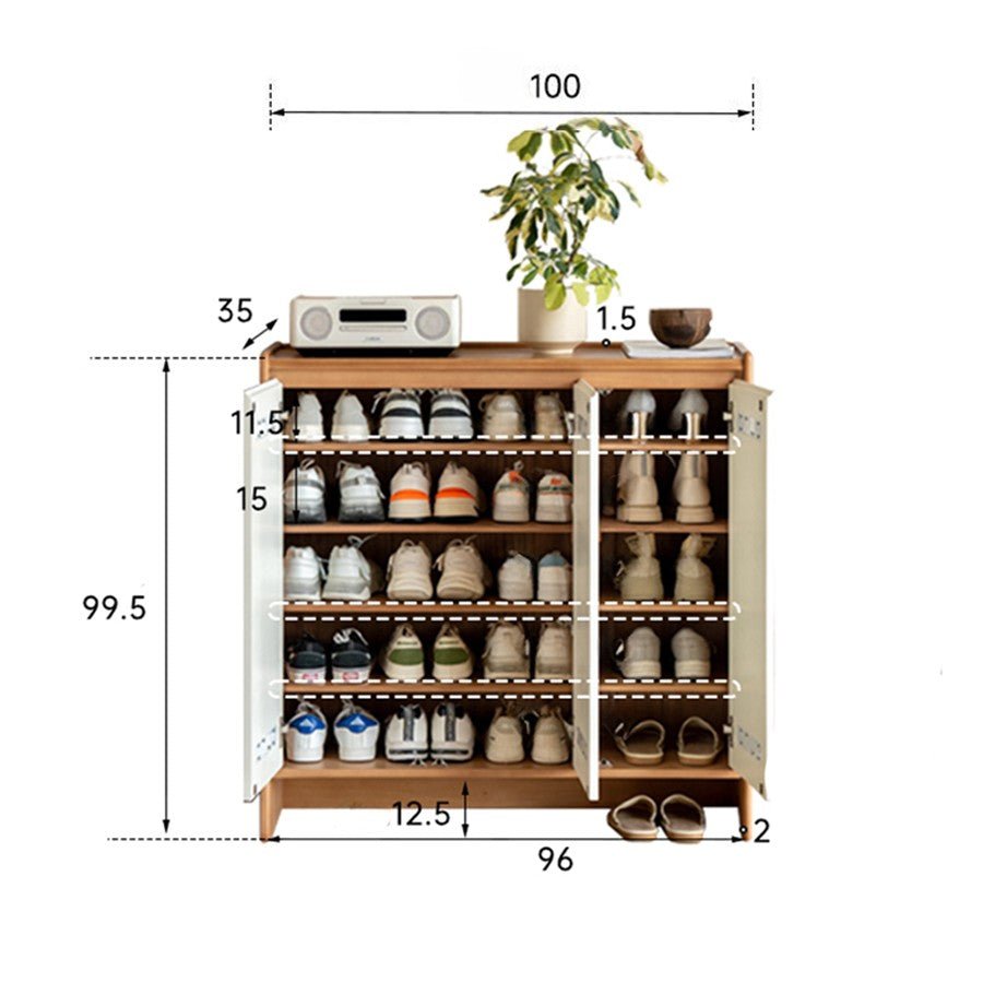 Porto Solid Tulip Poplar Shoe Cabinet | Oak Furniture Store