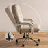 Prato study office chair in warm white synthetic leather with high back and swivel base