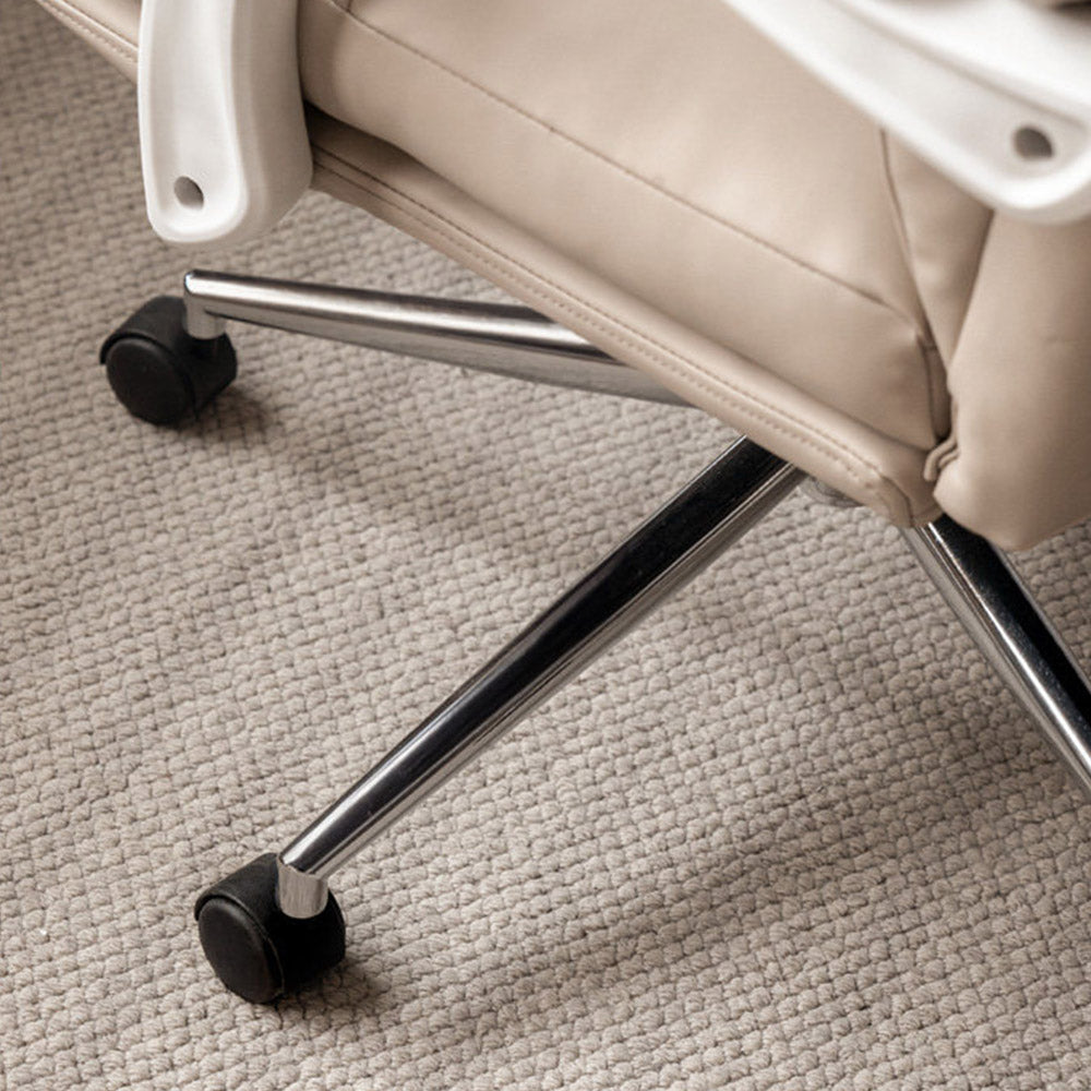 Prato study office chair in warm white synthetic leather with high back and swivel base