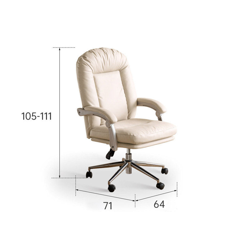 Prato study office chair in warm white synthetic leather with high back and swivel base