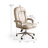 Prato study office chair in warm white synthetic leather with high back and swivel base
