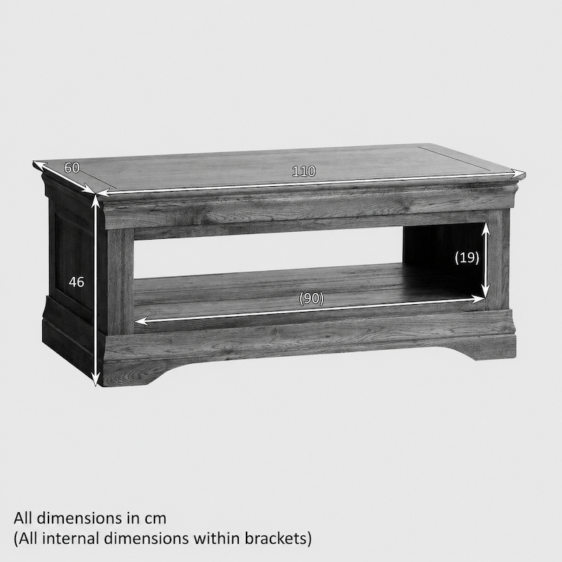 French Rustic Solid Oak Coffee Table