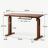 Prunus 120cm natural solid walnut electric height adjustable computer desk dimension image with cable tray and lifting frame