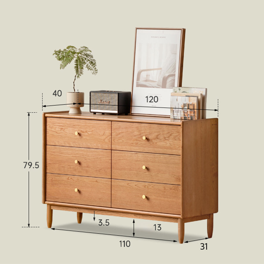 Prunus Solid Cherry 6 Chest of Drawers