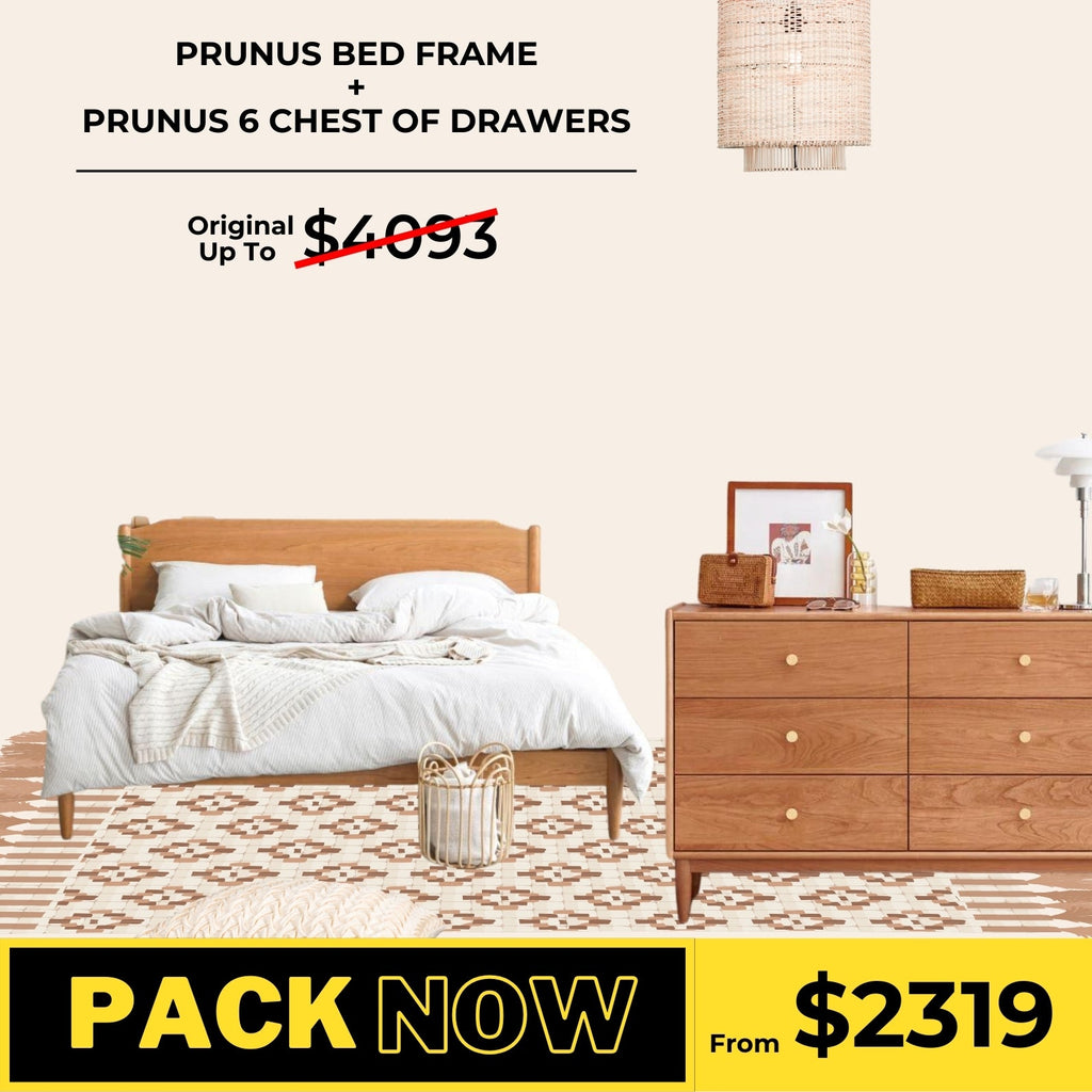 Prunus Solid Cherry Bed Frame and Chest of Drawers Package - Oak Furniture Store