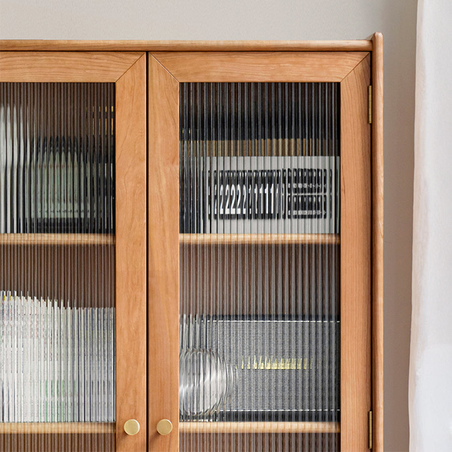 Prunus Solid Cherry Bookcase with Glass Doors