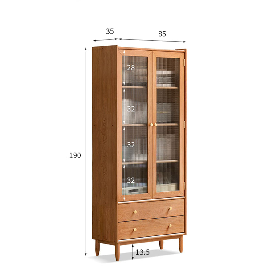 Prunus Solid Cherry Bookcase with Glass Doors
