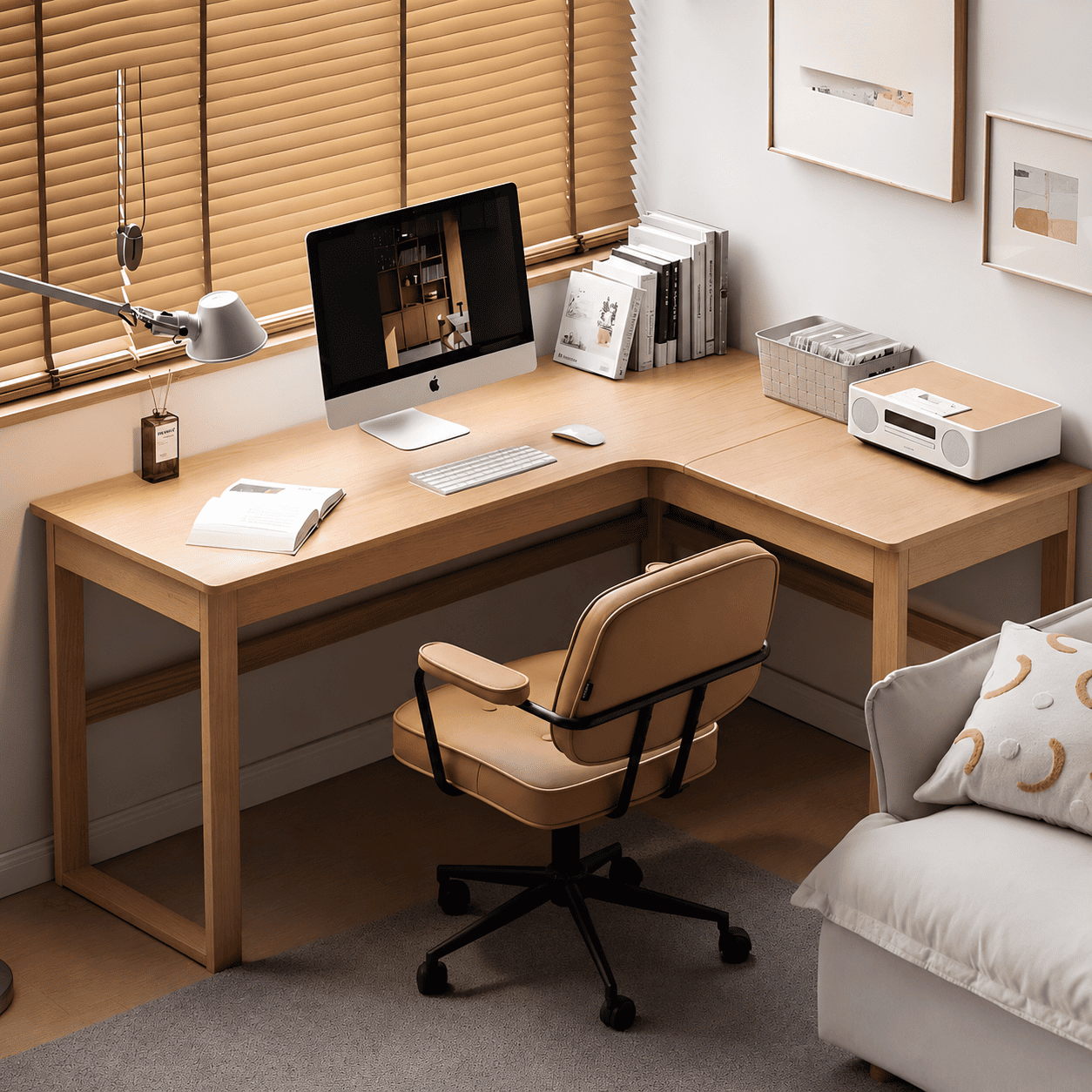 Randers Natural Solid Oak Returning Desk