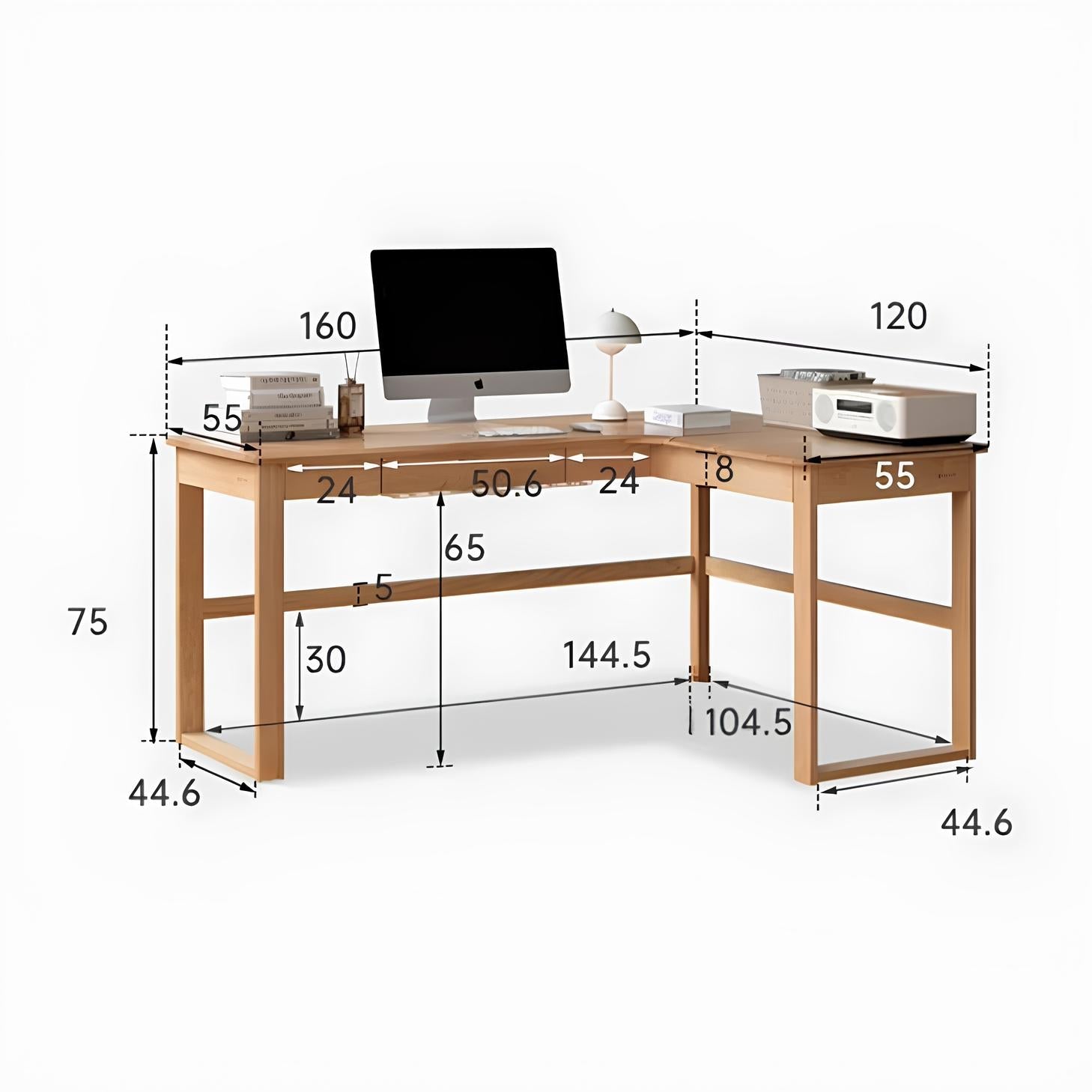 Randers Natural Solid Oak Returning Desk | Oak Furniture Store
